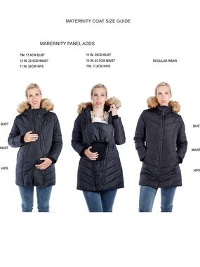 Modern Eternity Maternity Puffer Coat with Faux Fur Hood - Black